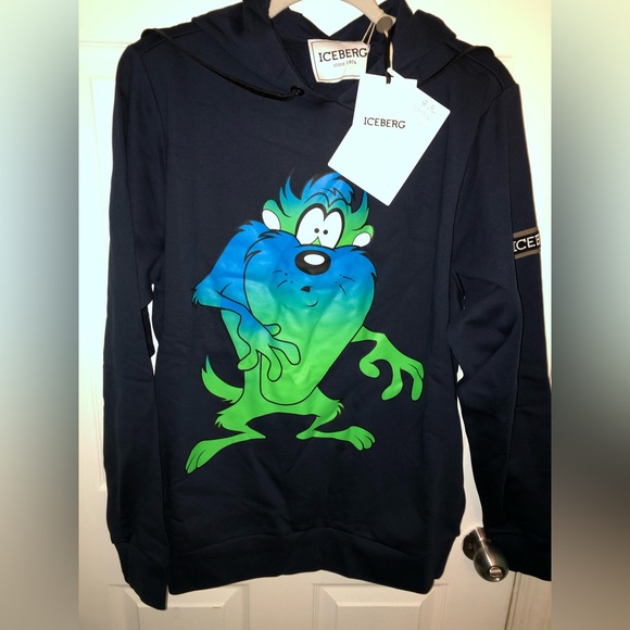 NWT Iceberg Since 1974 Tasmanian Devil Hoodie. Dark navy Blue. Sz XL Shirts